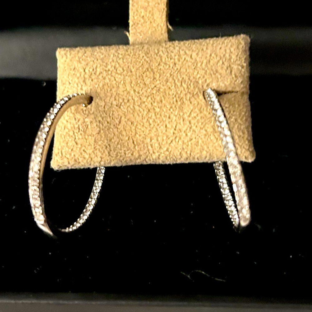 small diamond oval hoop earrings from
Macy's